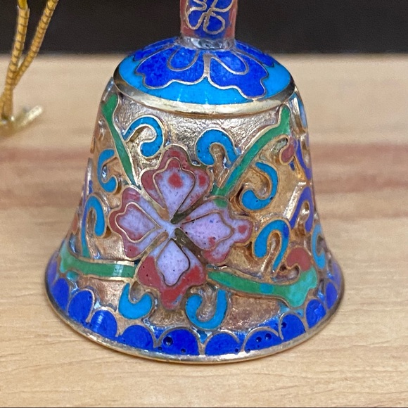 Vintage Cloisonné Champleve Miniature Collectible Bell Decor - Picture 4 of 10